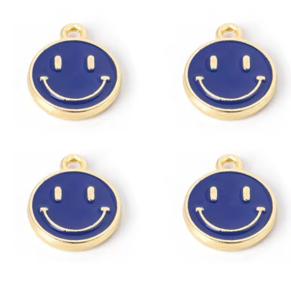 Dije de carita feliz esmaltado en zamak, disponible en varios colores para bisutería personalizada